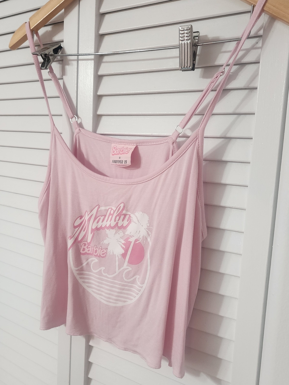 Barbie Pink Malibu Graphic Crop Top Tank Top - Picture 5 of 6